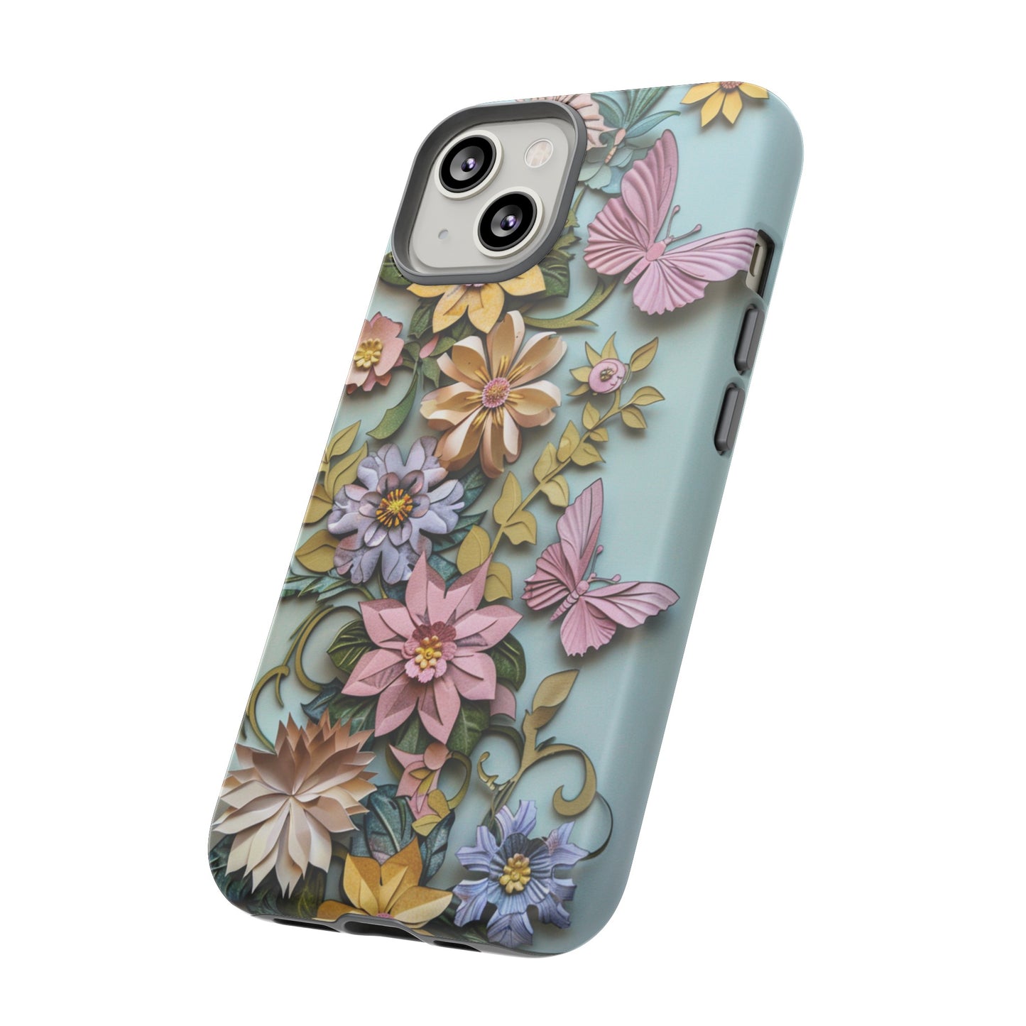 Pastel Pink Butterflies and Flowers iPhone Case