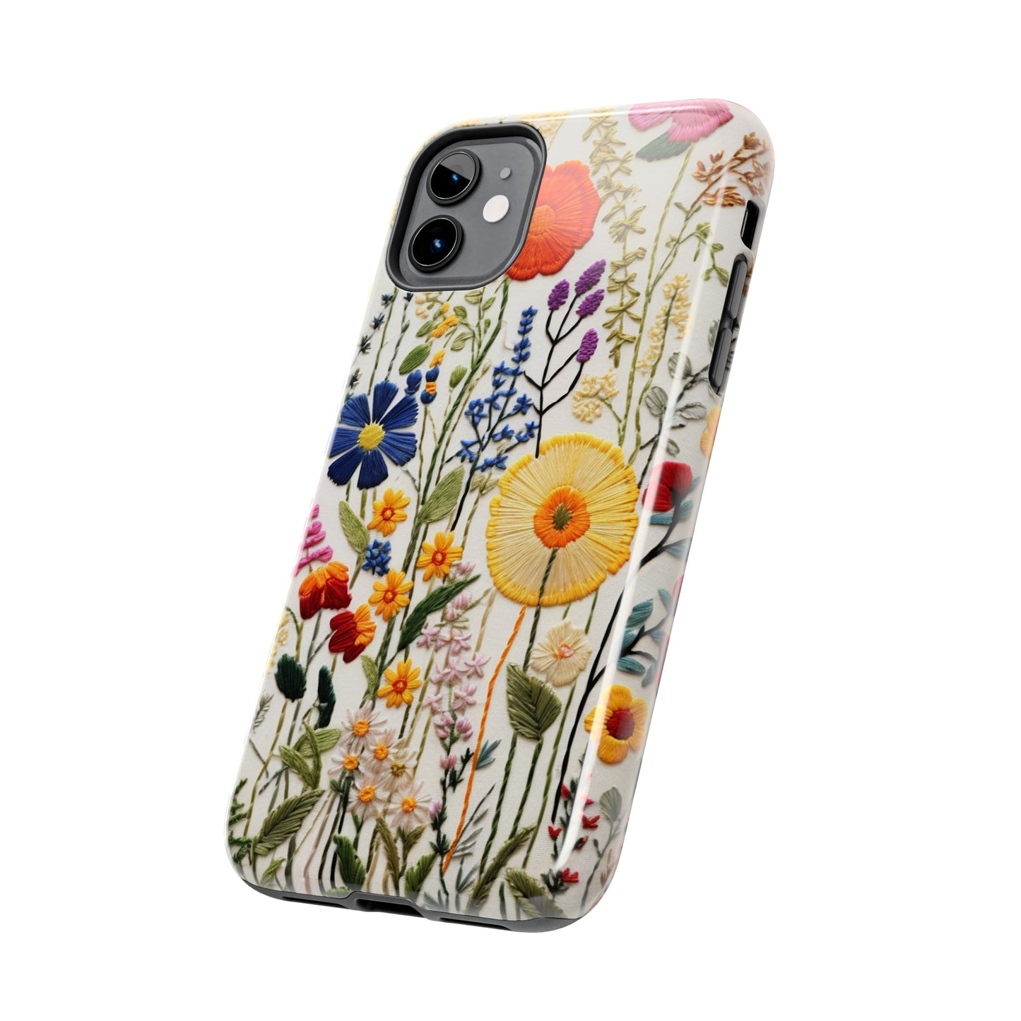 Wildflowers Floral Embroidery iPhone Case