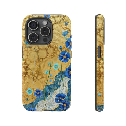 Forget Me Nots Gold Color Splash Floral Design Phone Case