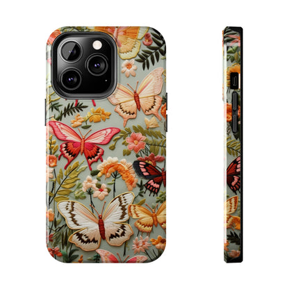 Embroidery Butterflies iPhone Case | Whimsical Elegance and Nature's Beauty in Handcrafted Detail