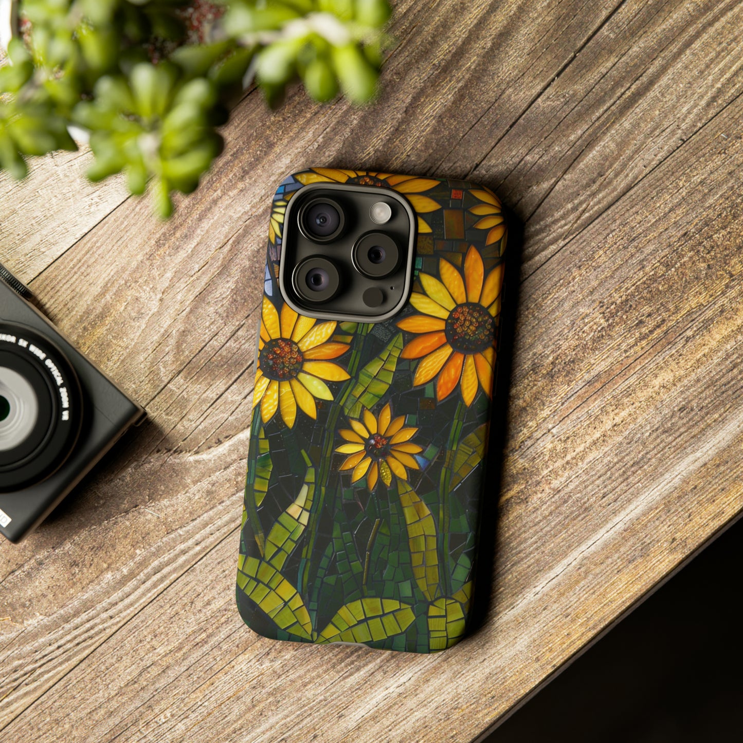 Yellow and Gold Daisy Mosaic Stained Glass Phone Case