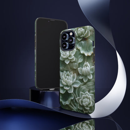 Green Jade Lotus Floral Art Phone Case