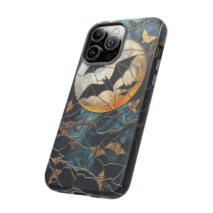 Halloween Phone Case Bats Stained Glass Style Spooky Moon Phone Cover