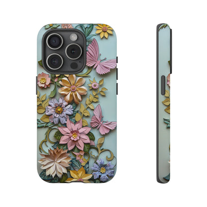 Pastel Pink Butterflies and Flowers iPhone Case