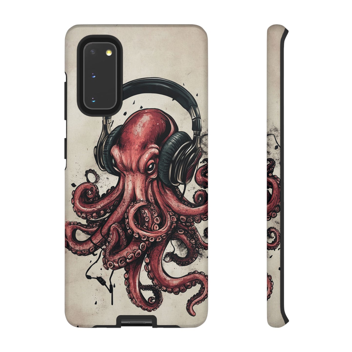 Retro Style Japanese Octopus Listening to Headphones Phone Cover