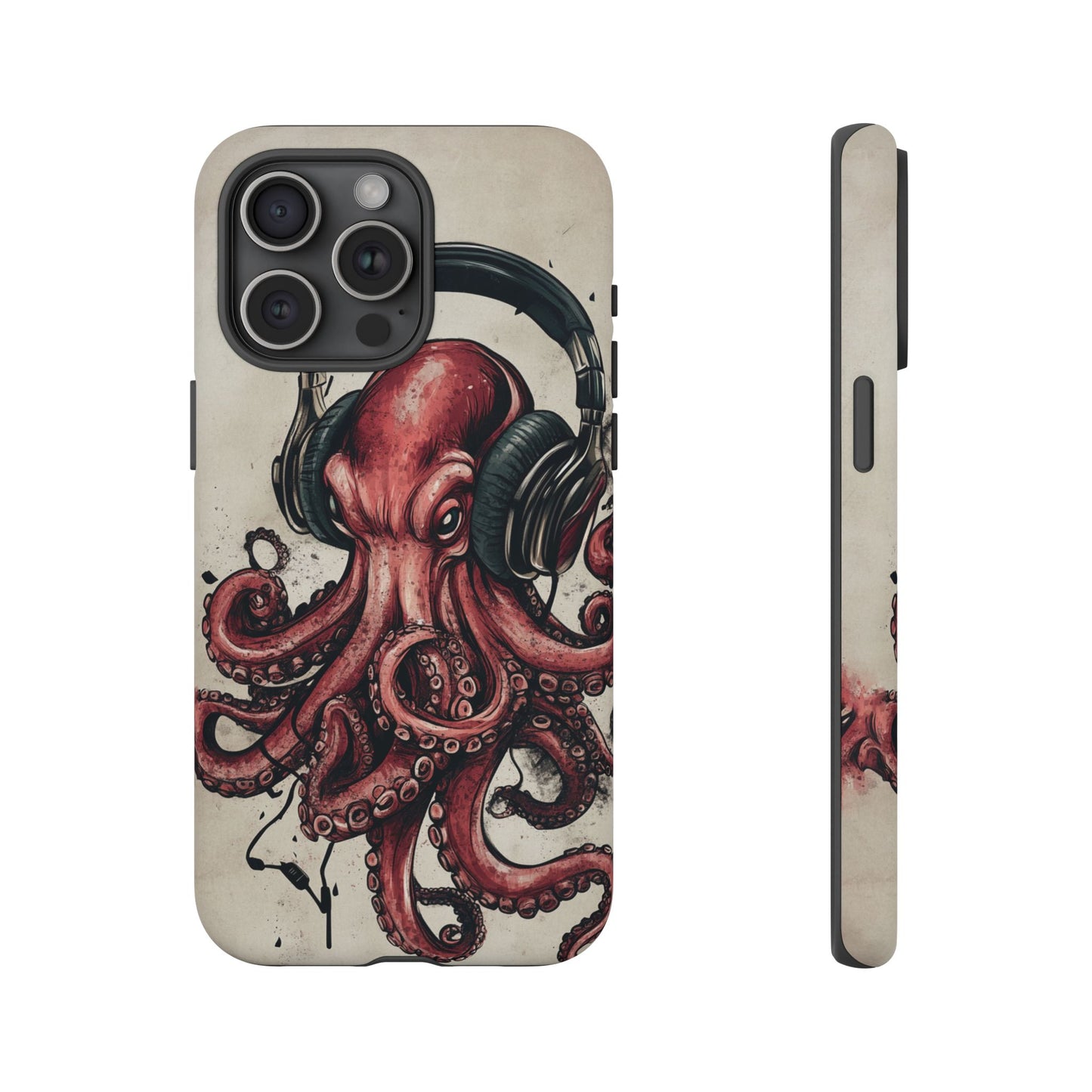 Retro Style Japanese Octopus Listening to Headphones Phone Cover