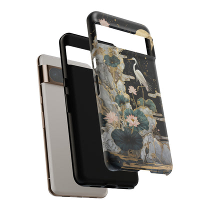 Heron and Moon Floral Zen Art Phone Case
