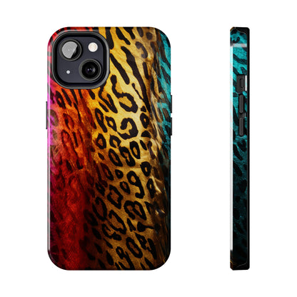 Kaleidoscopic Wild: Psychedelic Rainbow Leopard Print | Dazzling iPhone Case