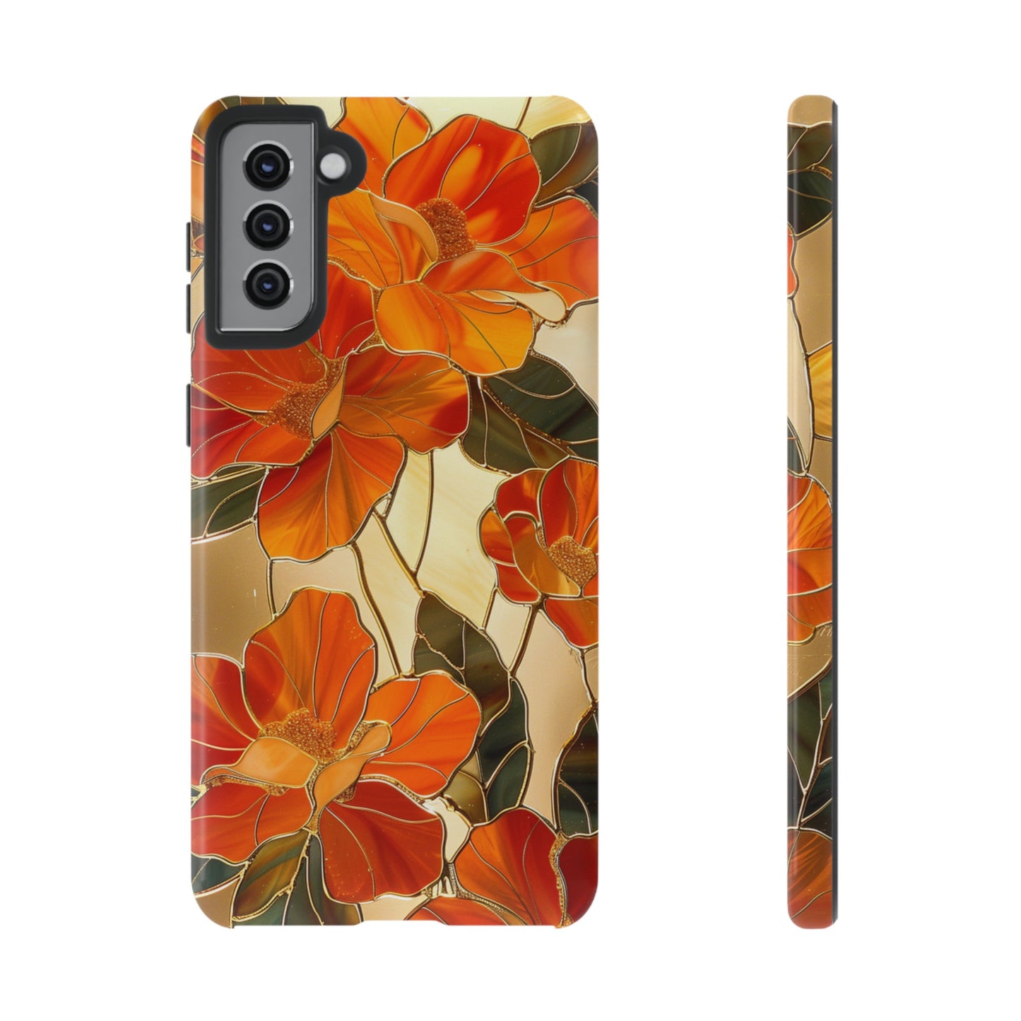 Orange Floral Phone Case Stained Glass Flower Aesthetic