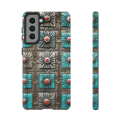 Vintage Navajo Native American Turquoise Concho Phone Case for iPhone 15, 14, 13, 12, 11 Pro Max, 14 Plus, iPhone XS Max, iPhone XR, iPhone 7, 8, 14, 15 Plus, SE