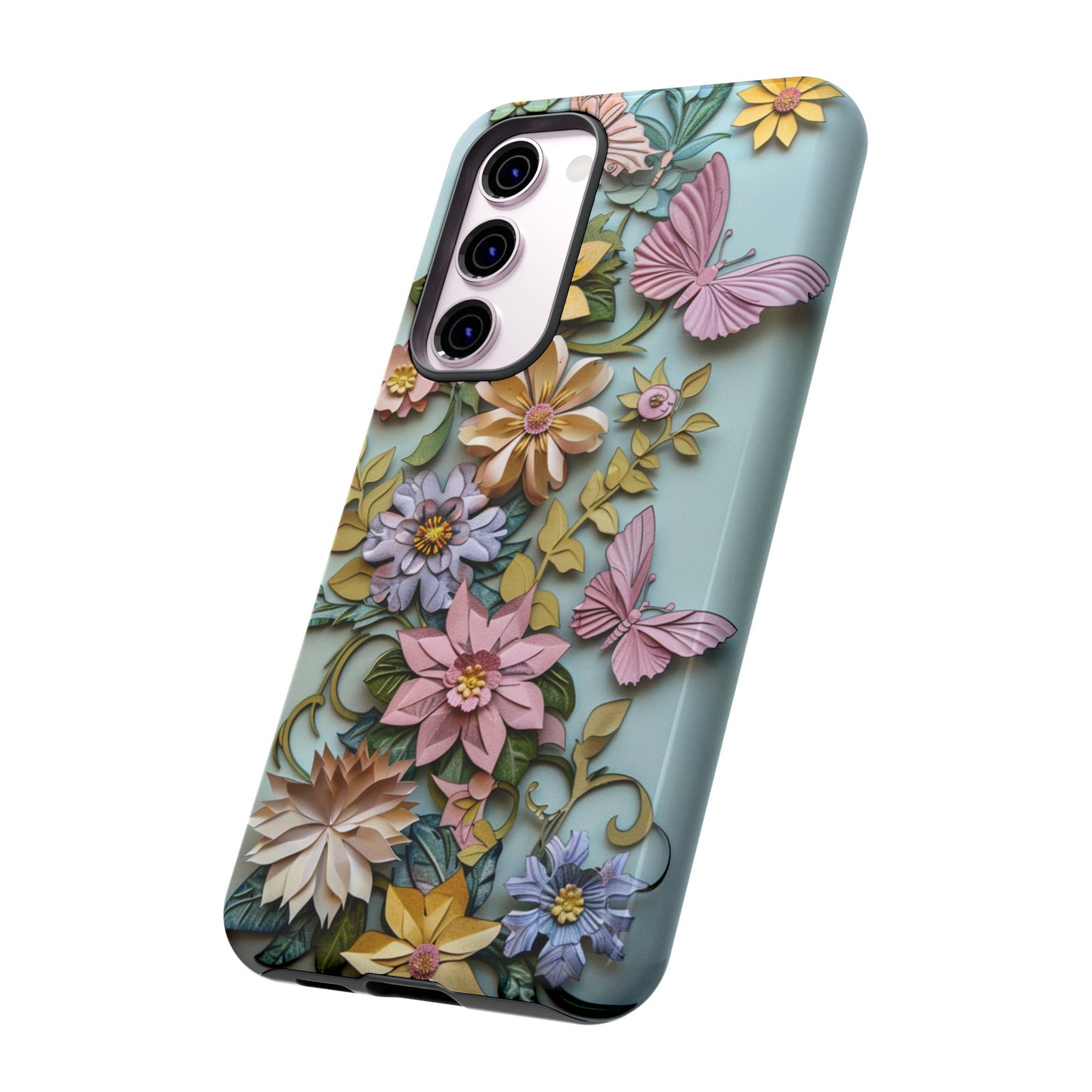 Pastel Pink Butterflies and Flowers iPhone Case