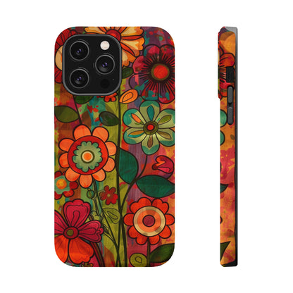 Retro Watercolor Abstract Floral Summer Style MagSafe Phone Case, iPhone 15 Case