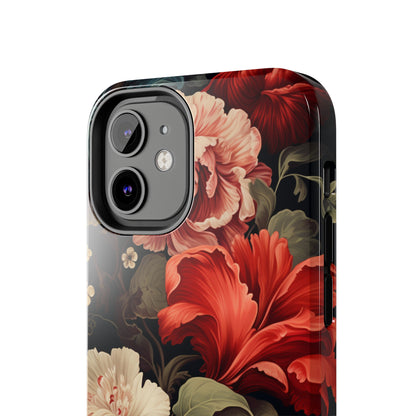 Vintage Floral Aesthetic Phone Tough Case Antique Print for iPhone 14 11 Pro 12 13 XR XS X 7+ 8 Boho Nature Flowers Cottage Core