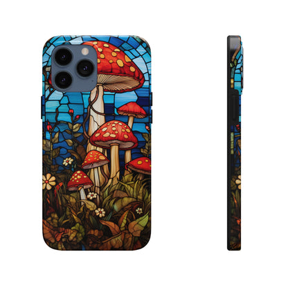 Stained Glass Mushroom Garden iPhone Case | Embrace Whimsical Beauty and Nature's Delight