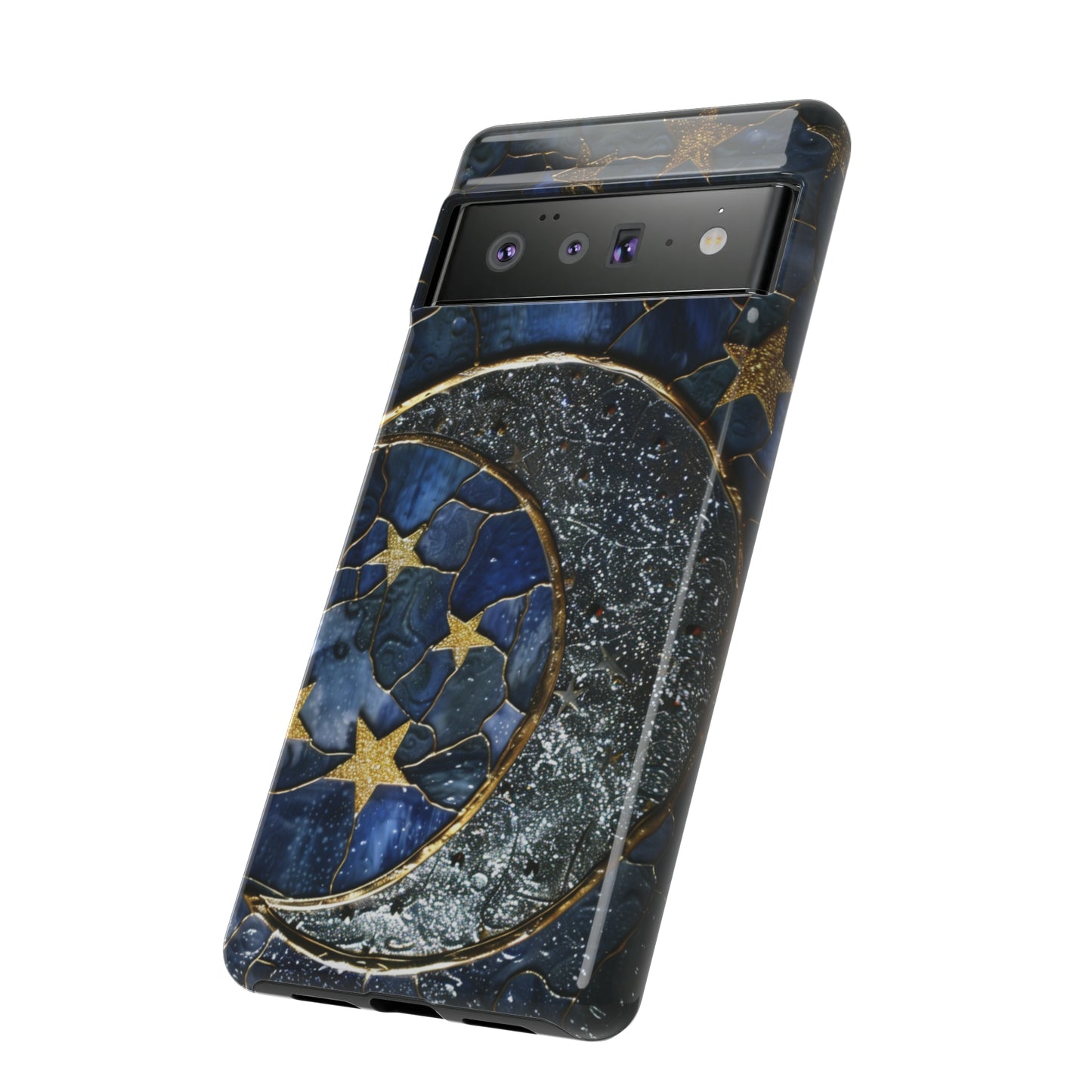 Moon Stars Stained Glass Starry Night Phone Case