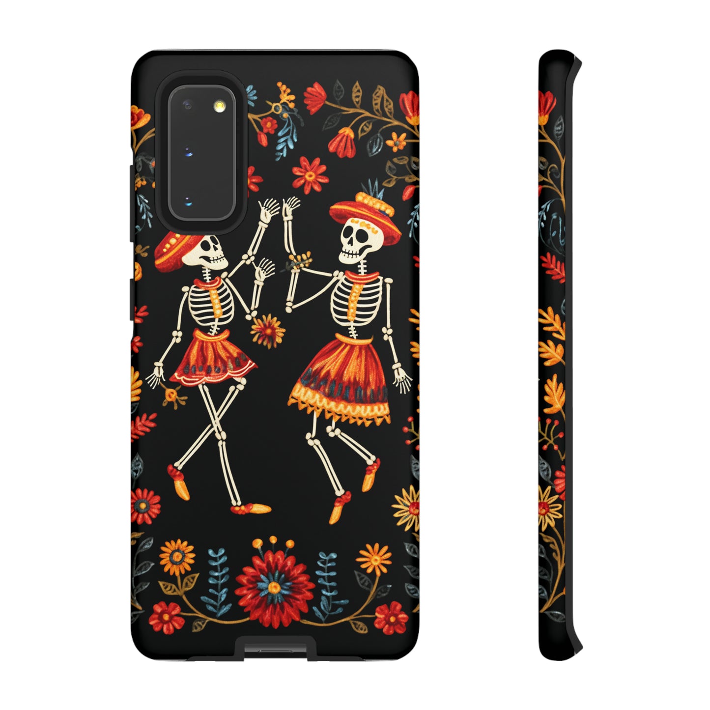 Dead Can Dance, iPhone 15 case, Floral Embroidery Skeletons | Whimsical Dance of the Departed for Google Pixel, iPhone & Samsung Galaxy