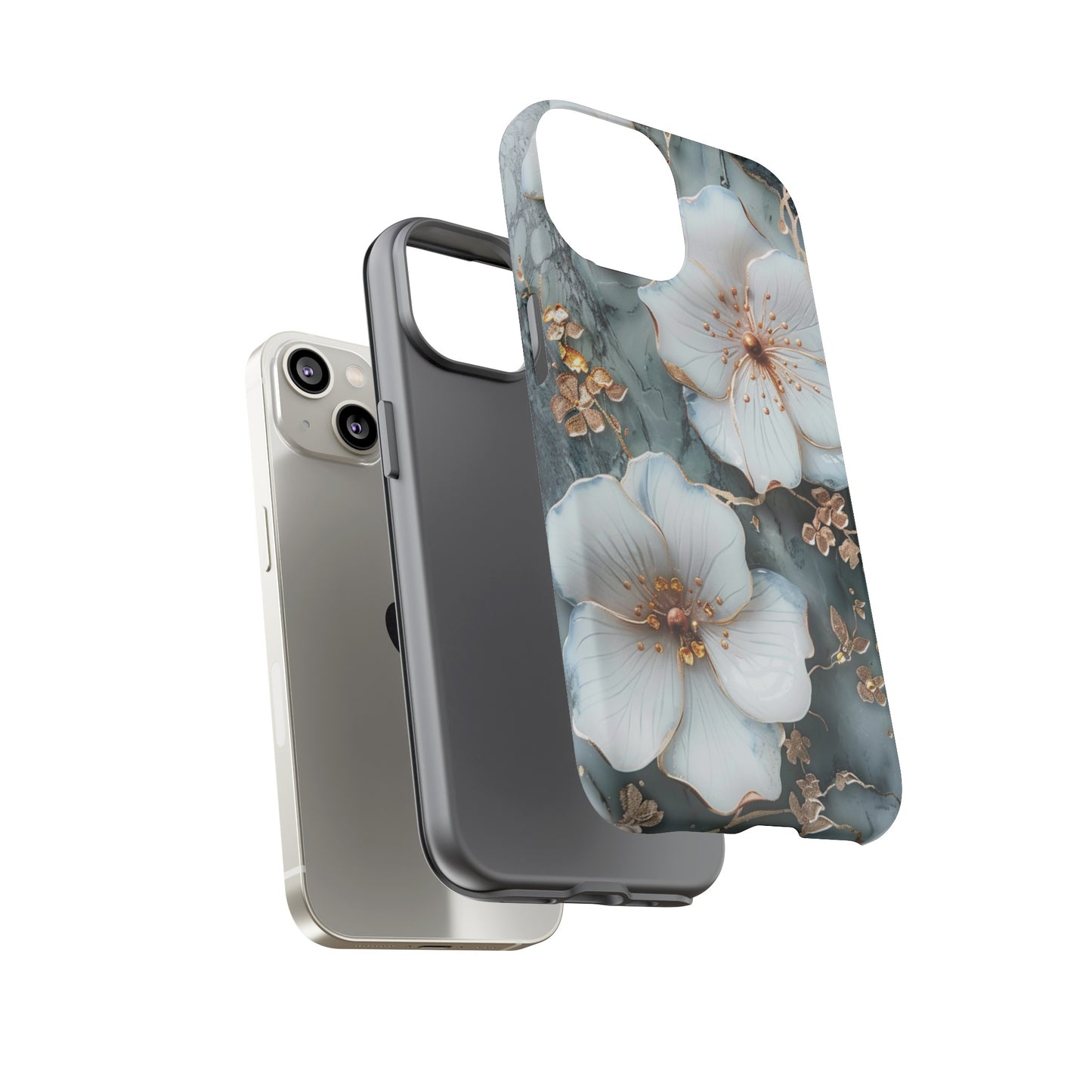 White Flower on Marble Stone  Phone Case