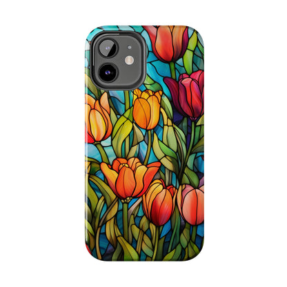 Stained Glass Tulip Floral Aesthetic iPhone Case | Embrace the Beauty of Nature in Full Bloom