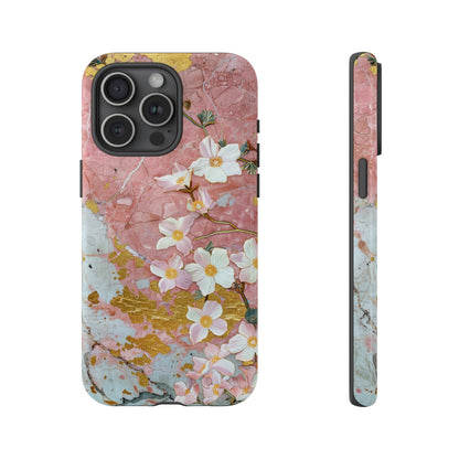 Pink Forget Me Nots Gold Floral Phone Case