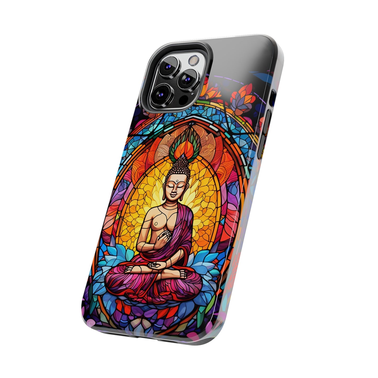 Stained Glass Magic iPhone Case: Psychedelic Tibet Buddha Mandala | iPhone 13 Case Mystical Tibetan Artistry