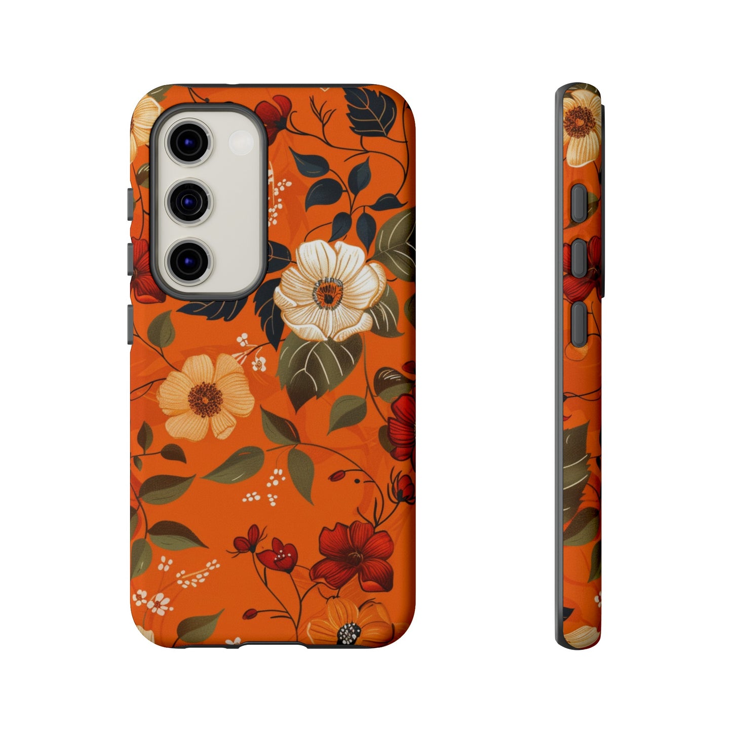 Orange Floral Phone Tough Case