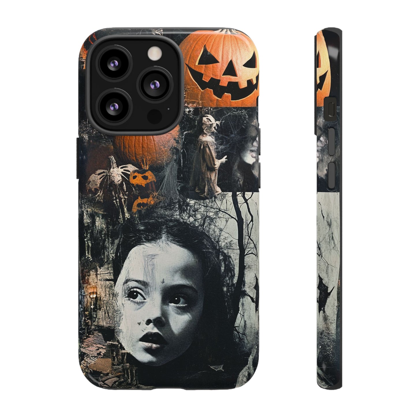 Vintage Halloween Collage Wednesday Goth Style Jackolantern Spooky Phone Cover