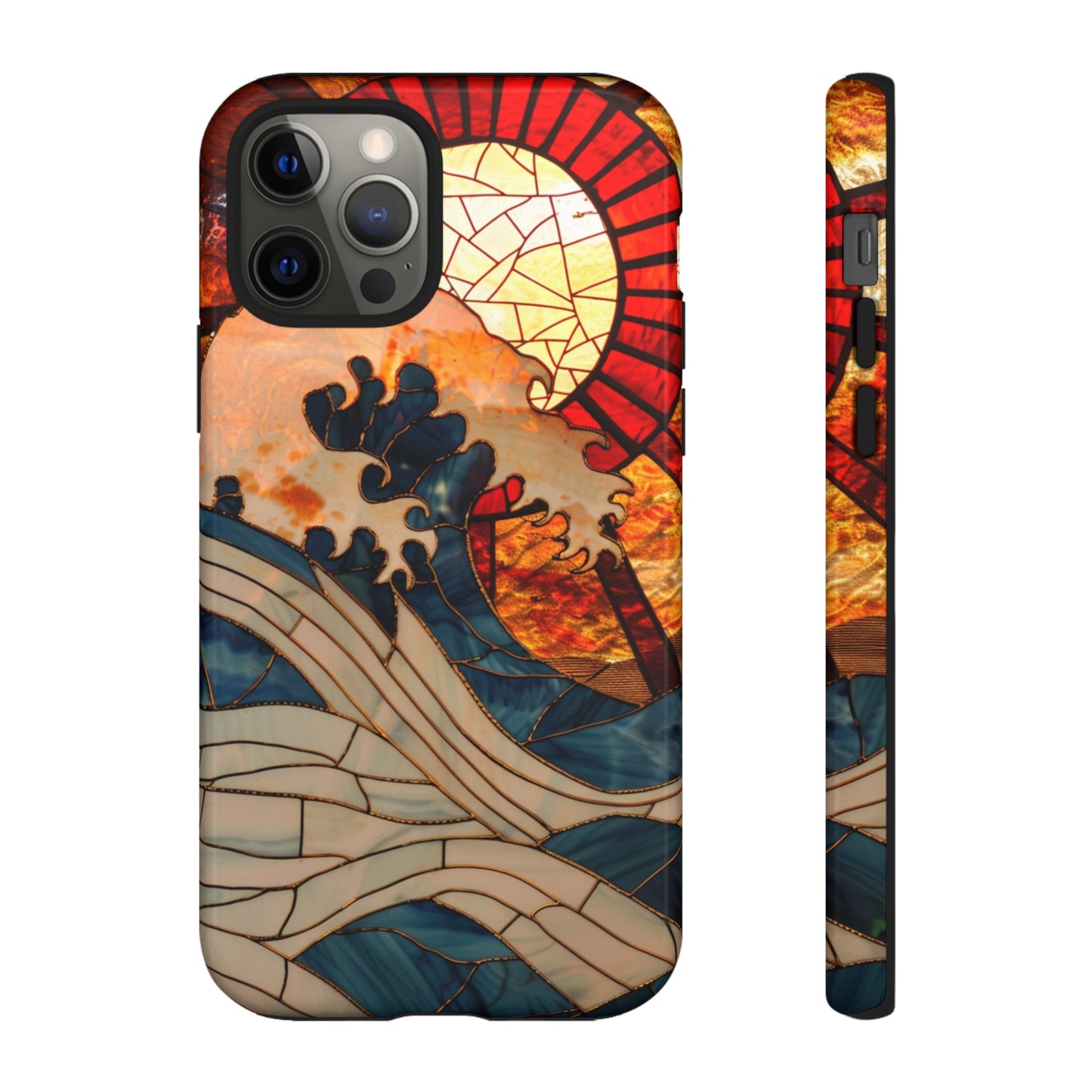 Japanese Rising Sun Phone Case Stained Glass Ocean Wave