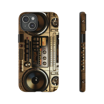 Urban Beats: Boombox Hip Hop Music Pixel Phone Case | Retro Rhythms for iPhone 15 Models