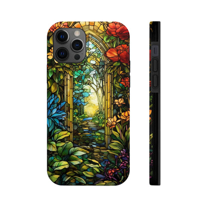 Secret Garden Stained Glass iPhone Tough Case | Unveil the Beauty of Nature with Reliable Protection