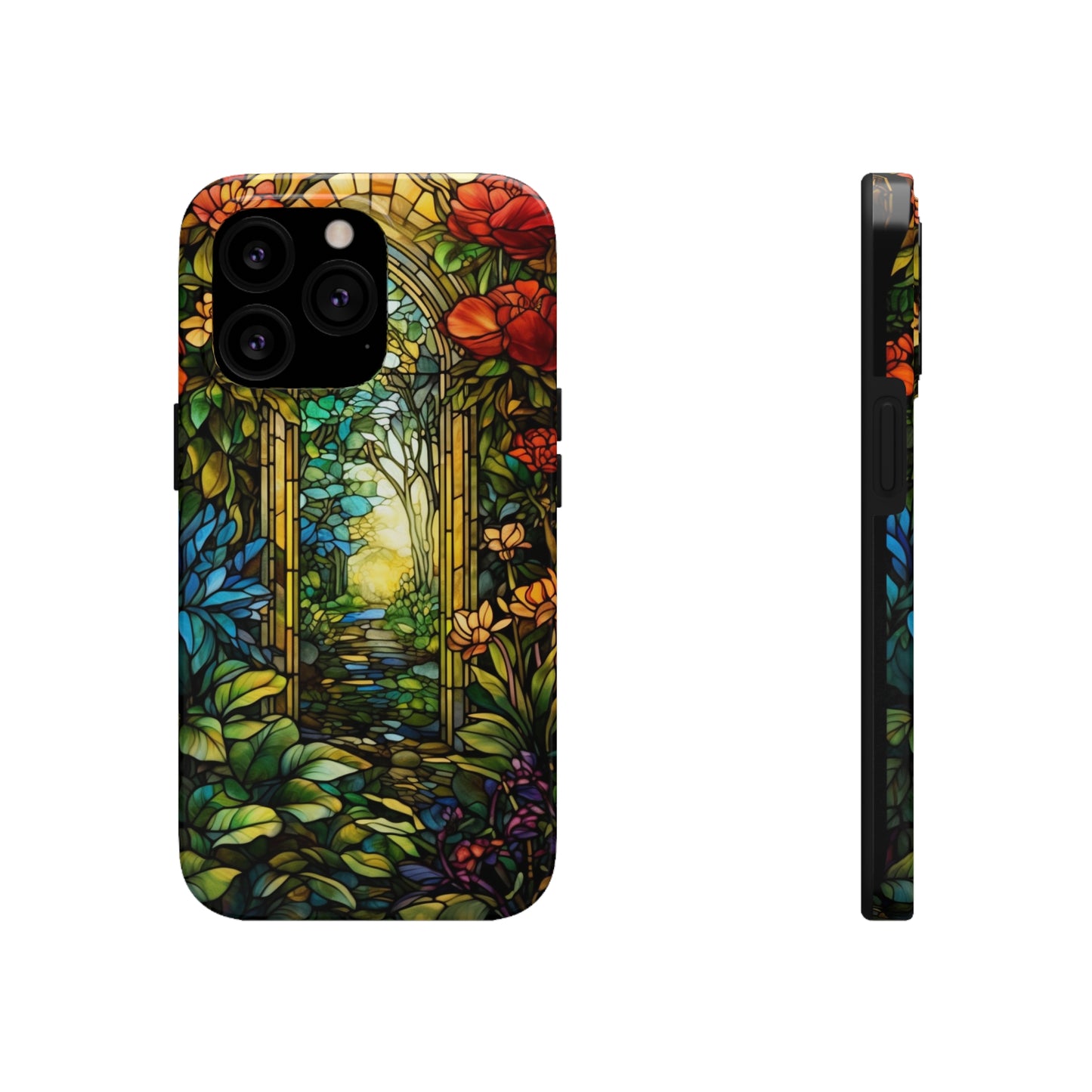 Secret Garden Stained Glass iPhone Tough Case | Unveil the Beauty of Nature with Reliable Protection