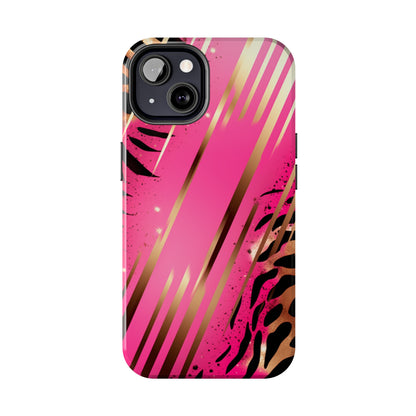 Elegant Wilderness: Pink & Gold Tiger Stripes | Mesmerizing Lush iPhone Case