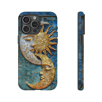 Boho Sun and Moon Mosaic Tile Stained Glass Phone Case