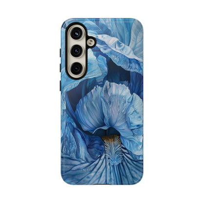 Floral blue iris oil painting phone case for iPhone 15