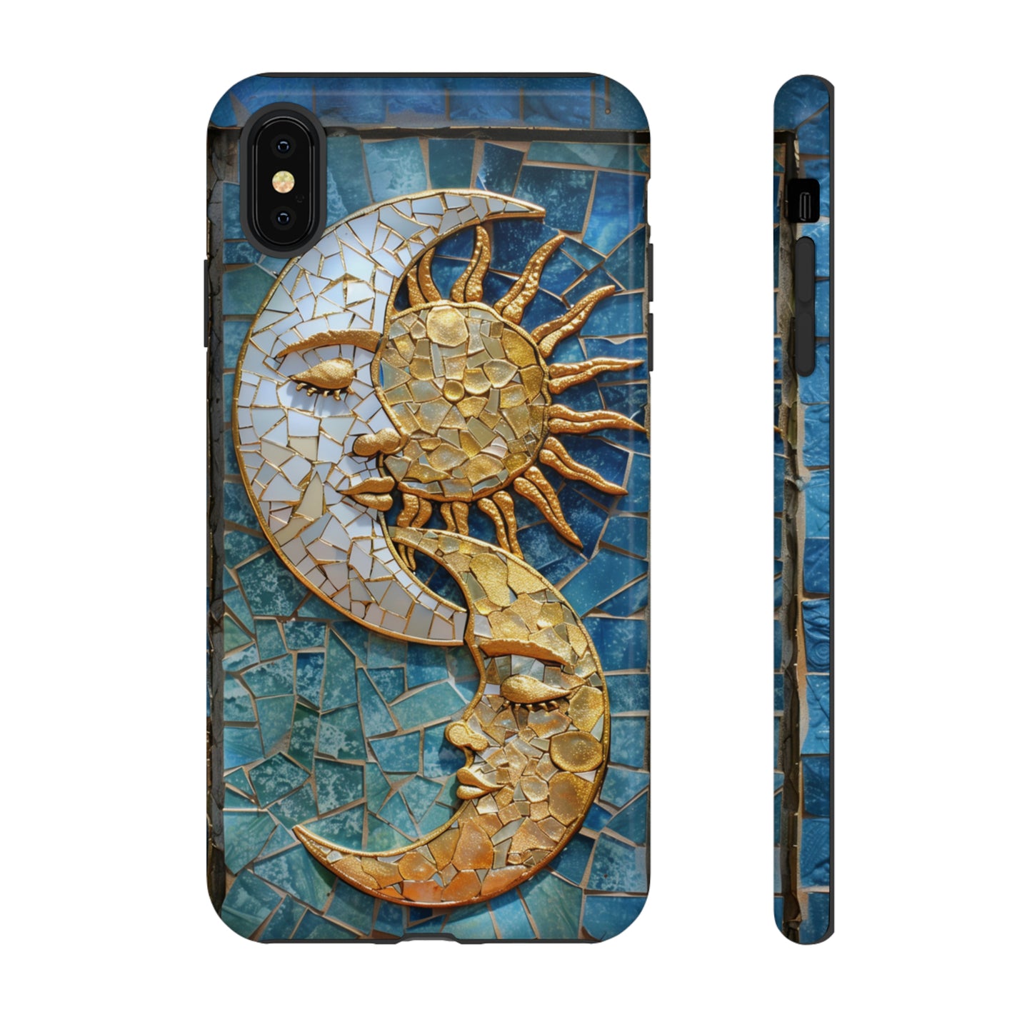 Boho Sun and Moon Mosaic Tile Stained Glass Phone Case