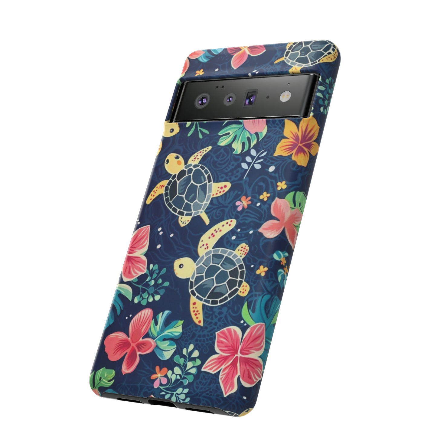 Undersea Floral Blue Sea Turtle Phone Case