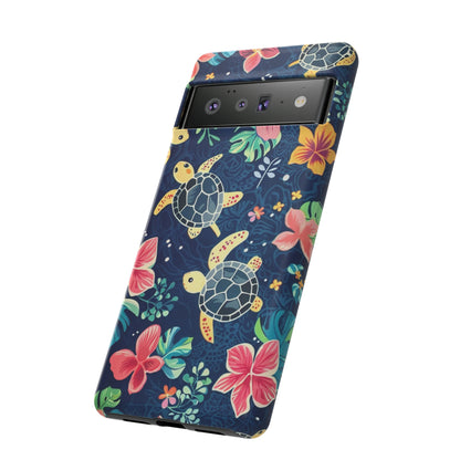 Undersea Floral Blue Sea Turtle Phone Case