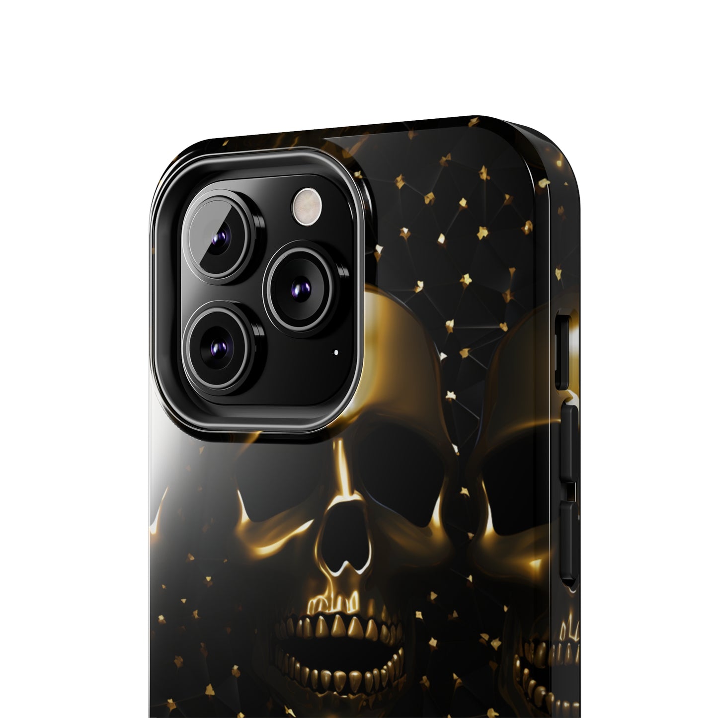 iPhone Tough Case | Dark Decadence: Gothic Gold Skulls and Studs  | Unveil Your Edgy Elegance