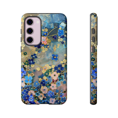 Forget Me Nots Gold Color Splash Floral Design Phone Case