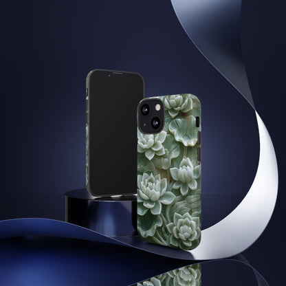 Green Jade Lotus Floral Art Phone Case