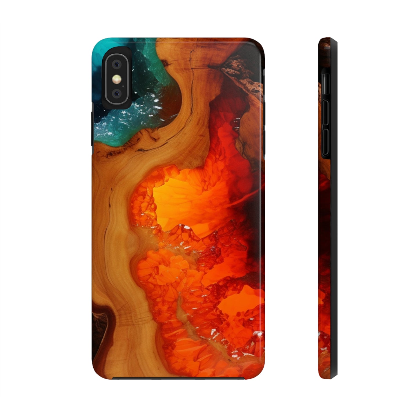 Faux Wood and Colorful Epoxy iPhone Case | Embrace the Beauty of Nature and Vibrant Artistry