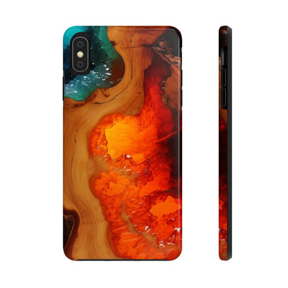 Faux Wood and Colorful Epoxy iPhone Case | Embrace the Beauty of Nature and Vibrant Artistry