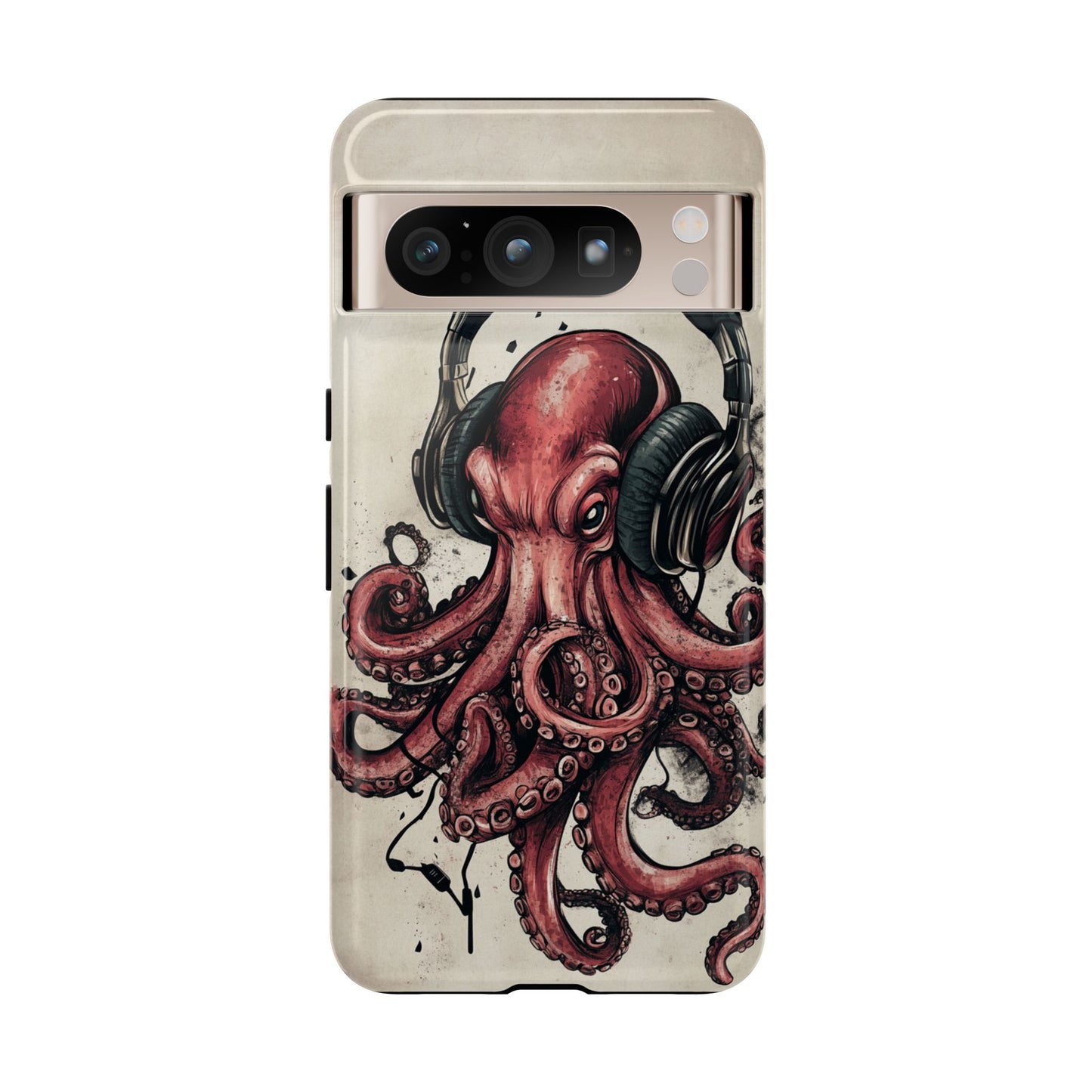 Retro Style Japanese Octopus Listening to Headphones Phone Cover