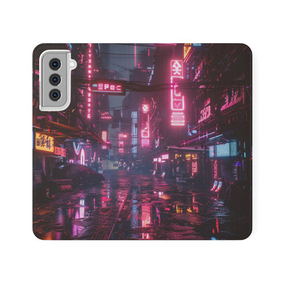 Cyberpunk City at Night Wallet Case