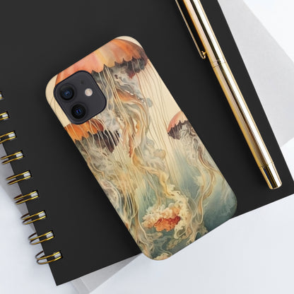 Floating Jellyfish iPhone Tough Case | Dive into an Ethereal Underwater World with Reliable Protection