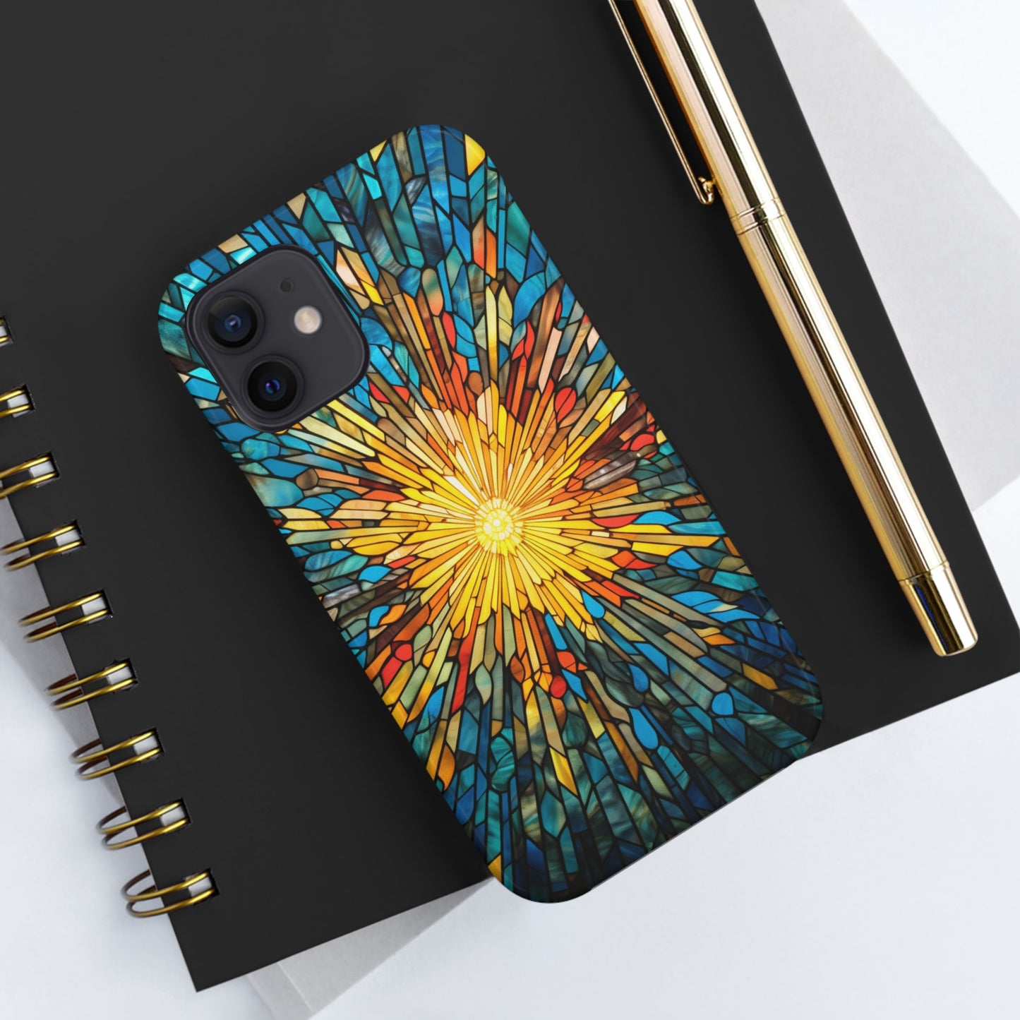 Stained Glass Sunburst Magic | Tough iPhone Case | Embrace Vibrant Style and Reliable Protection