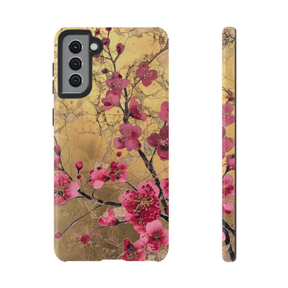 Pink Forget Me Nots Gold Floral Phone Case