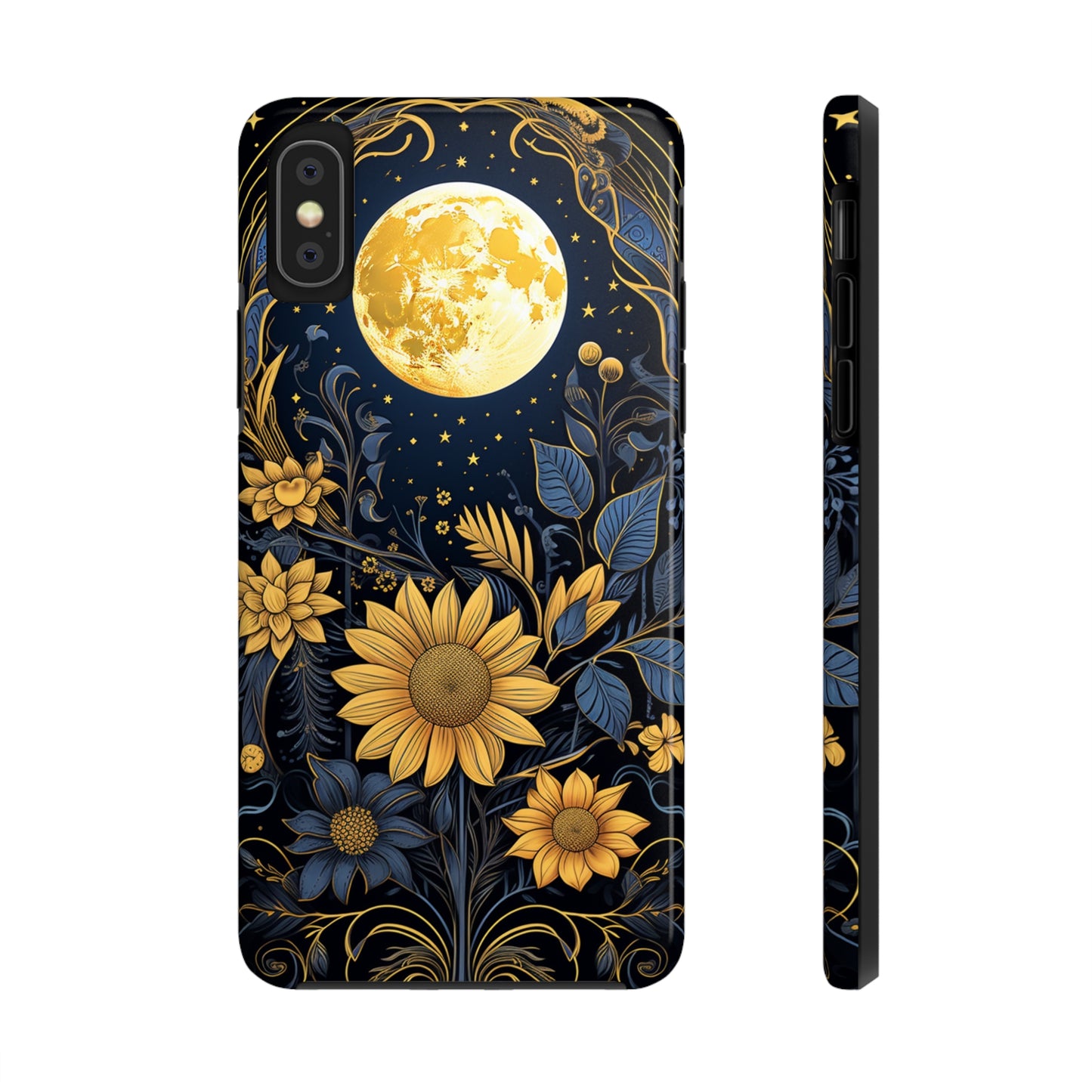 Starry Night Boho Meets Cottagecore: Floral Sun, Moon & Stars iPhone Case