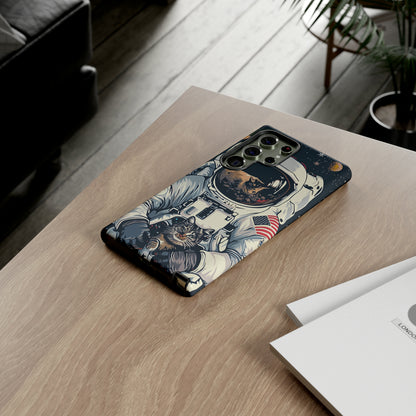 The Astronaut and the Cosmic Cat Phone Case