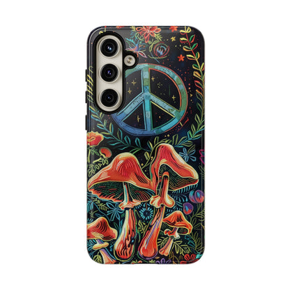 Embroidery style magic mushrooms phone case for iPhone 15