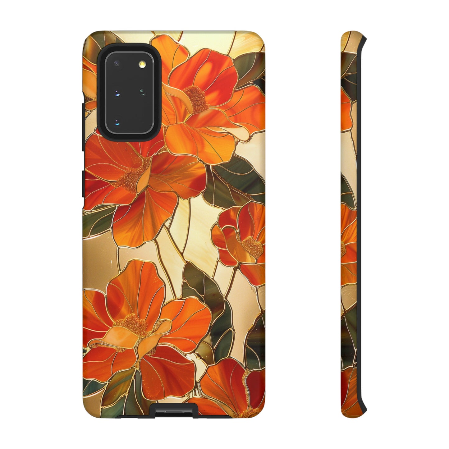 Orange Floral Phone Case Stained Glass Flower Aesthetic